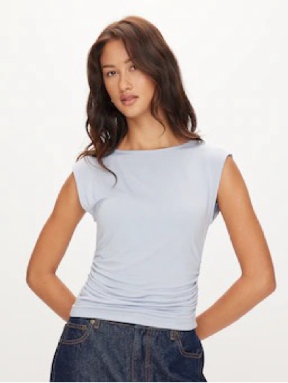 Elodie Light Blue Scoop Neck Tank Top